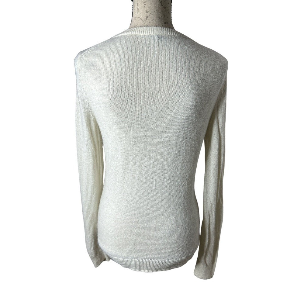 TALBOTS cream & gold tinsel holiday JOY sweater‎ wool alpaca blend size Small - Picture 4 of 6